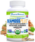 Power By Naturals SeaMoss Plus – USDA Organic Irish Sea Moss Capsules with Bladderwrack & Burdock Root (60 Count)