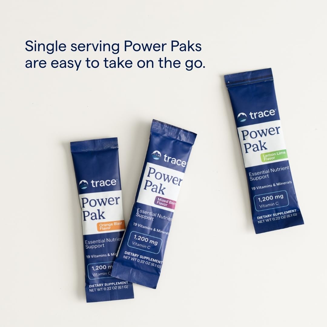 Trace Minerals Power Pak – 90 Packets: 1,200 mg Vitamin C & 70+ Trace Minerals
