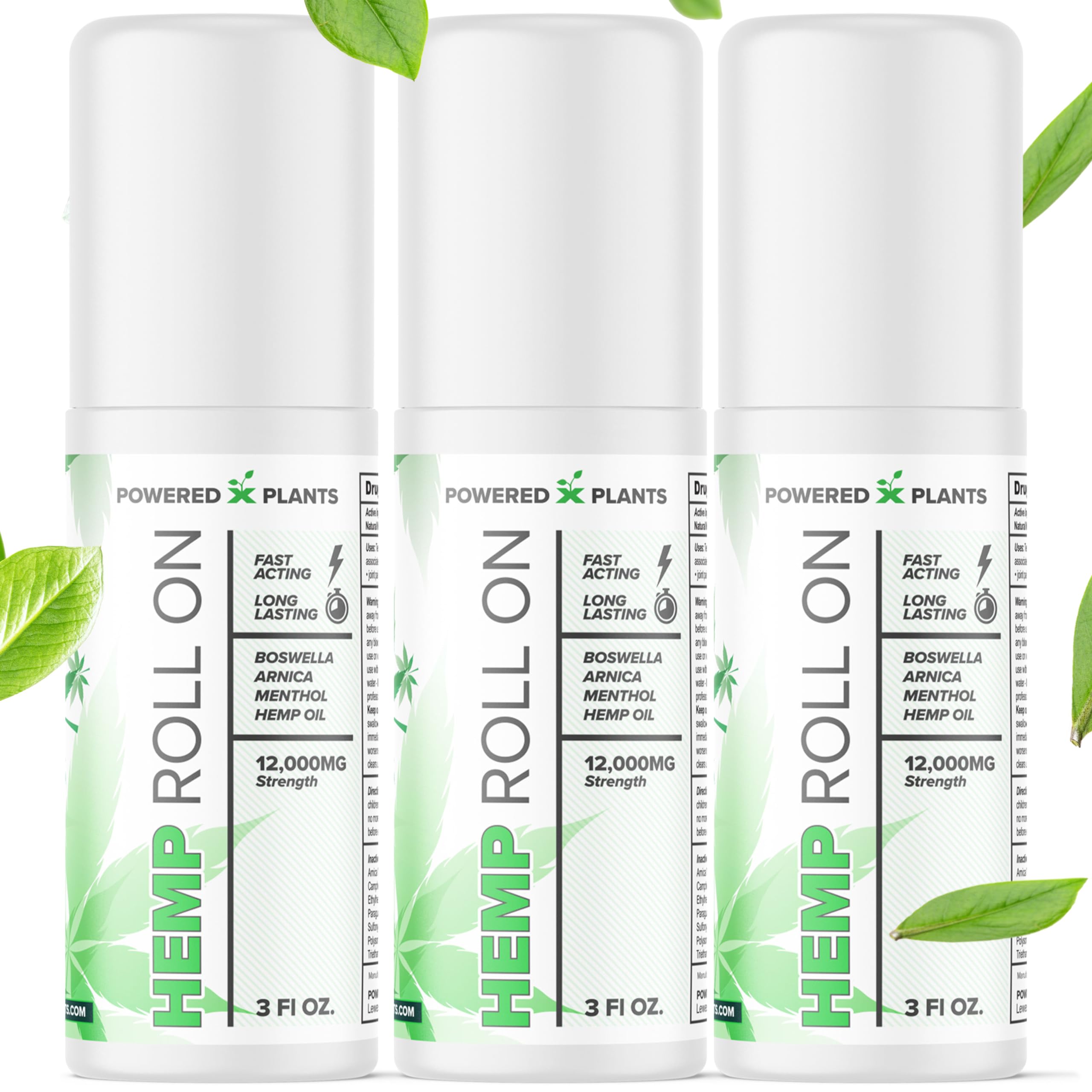 Powered X Plants Hemp Oil Roll On – Menthol, Boswellia & Arnica | 12,000mg Extra Strength