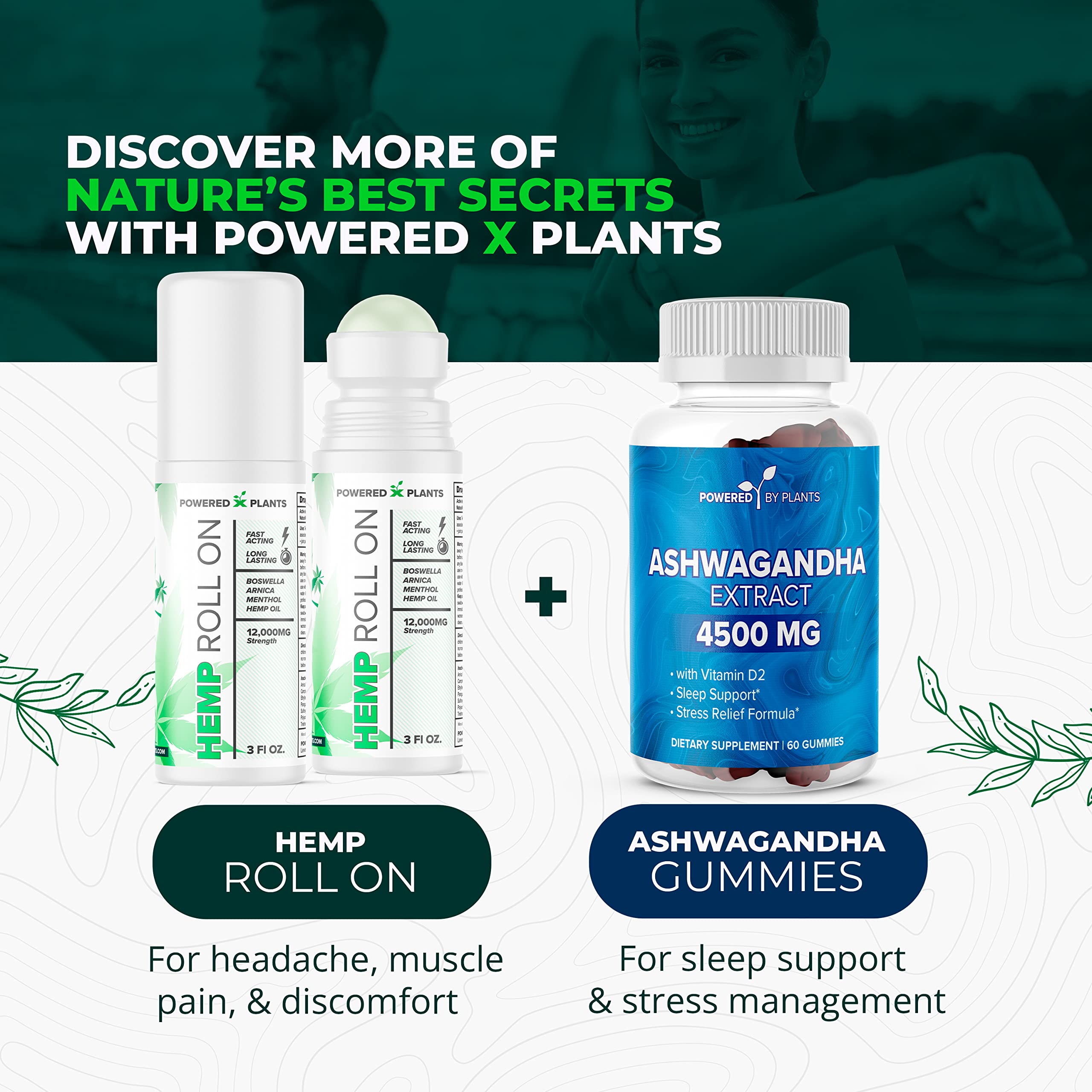 Powered X Plants Hemp Oil Roll On – Menthol, Boswellia & Arnica | 12,000mg Extra Strength