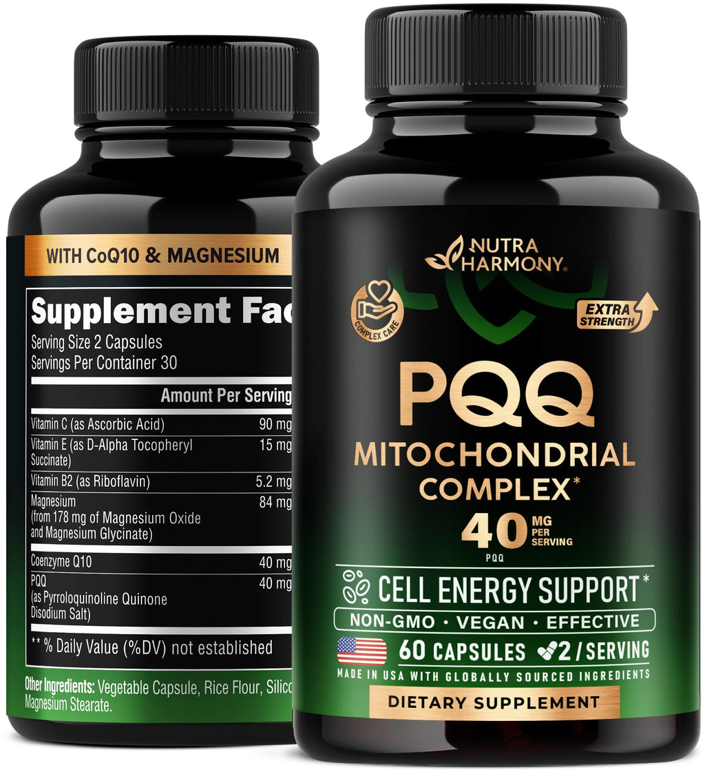 PQQ 40 mg with CoQ10 – Mitochondrial Biogenesis & Energy | 60 Capsules | USA Made
