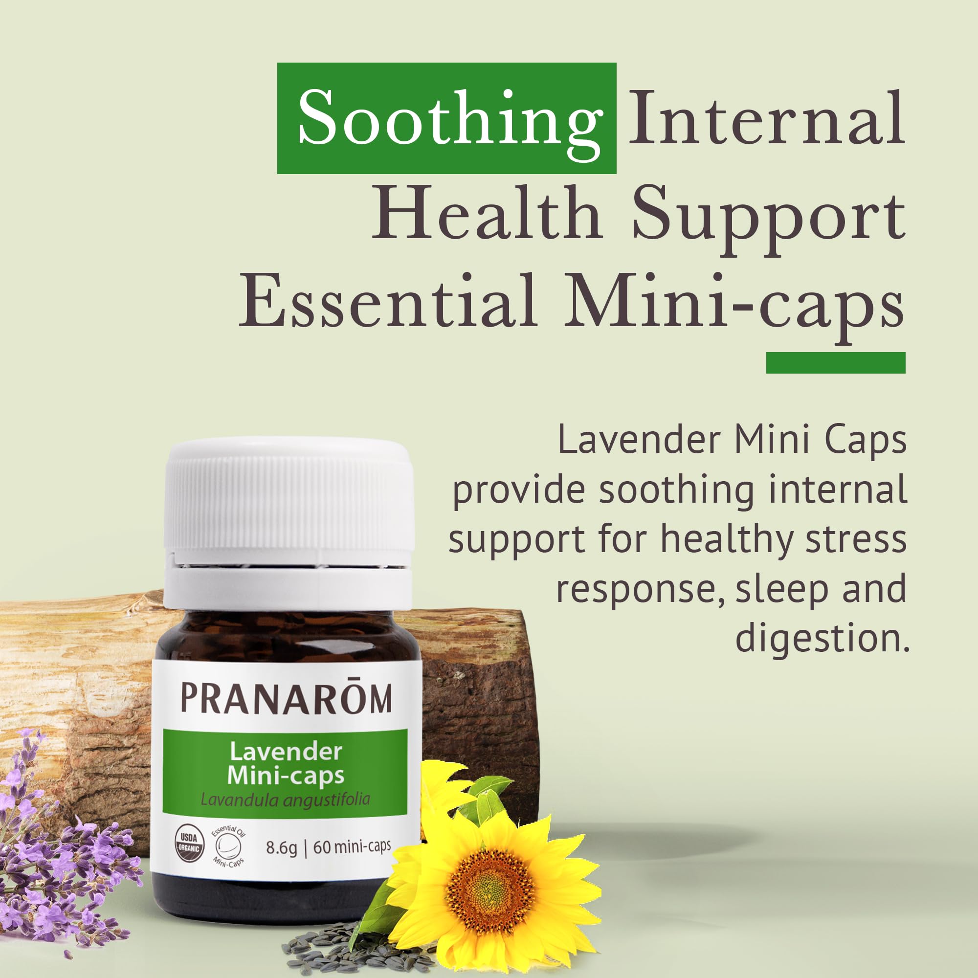 Pranarom Aromaforce Lavender Mini-Caps 60ct – Restful Sleep & Relaxation (Organic Lavender Oil)