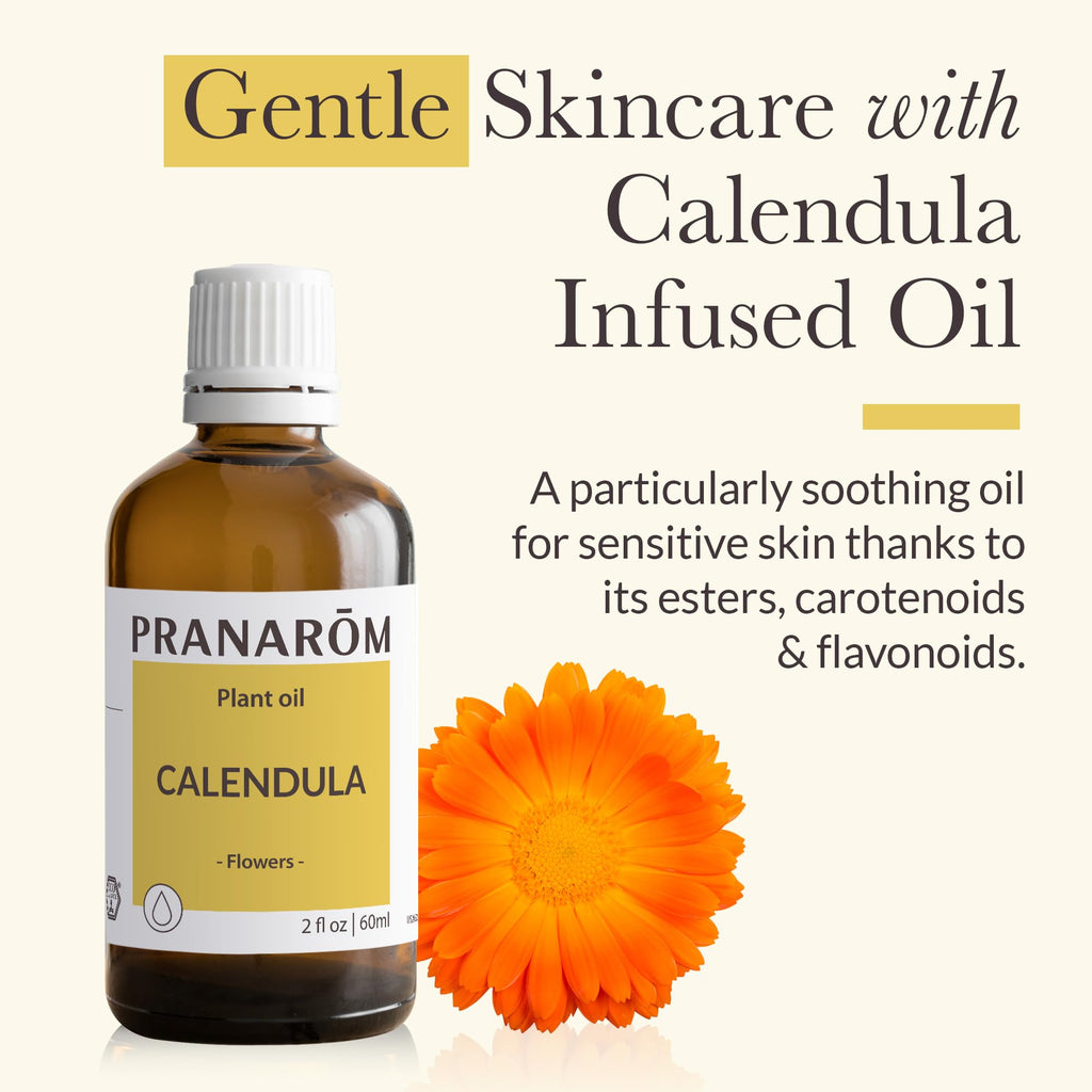 Pranarom Organic Calendula Oil 4 Pack – 2 fl oz Glass Bottle | Gentle for Sensitive Skin