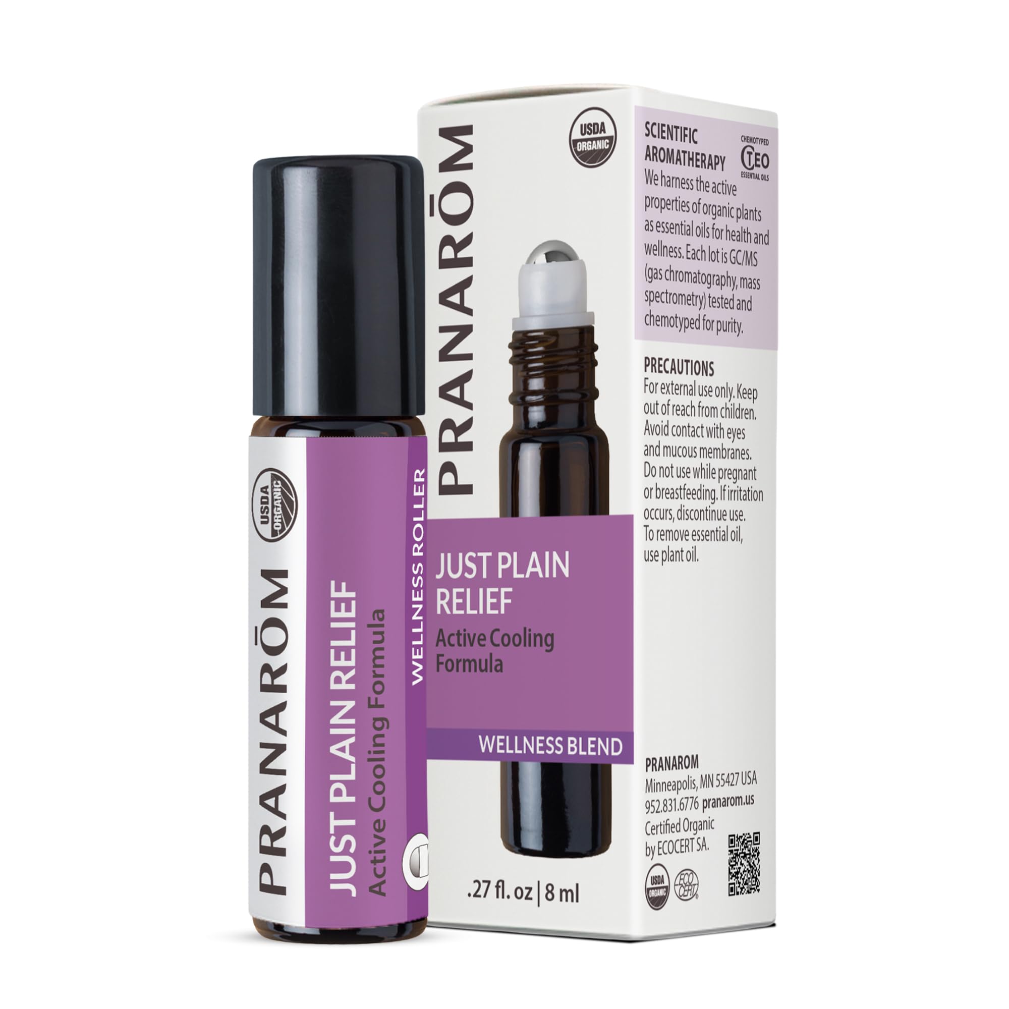 Pranarom Just Plain Relief Essential Oil Blend – Organic Lavender, Peppermint & Helichrysum, 8mL