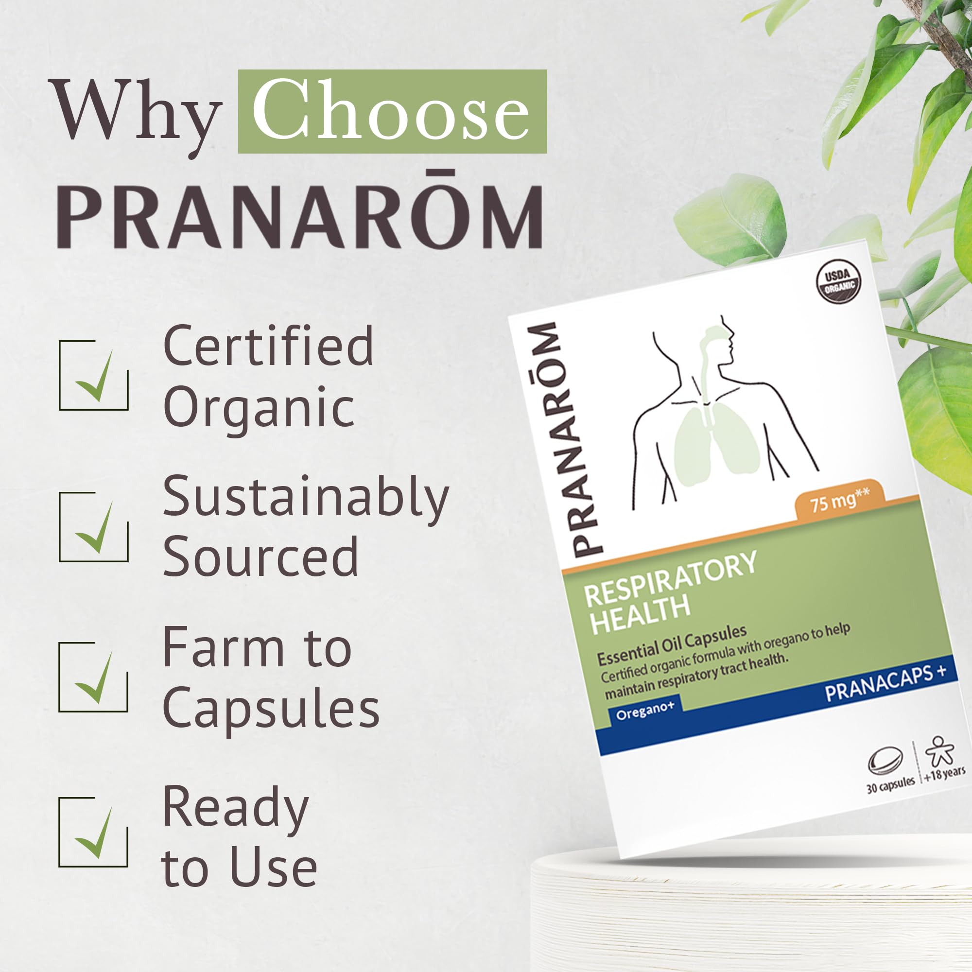 Pranarom Respiratory Health Pranacaps with Oregano & Lemon Oil | 30 Count