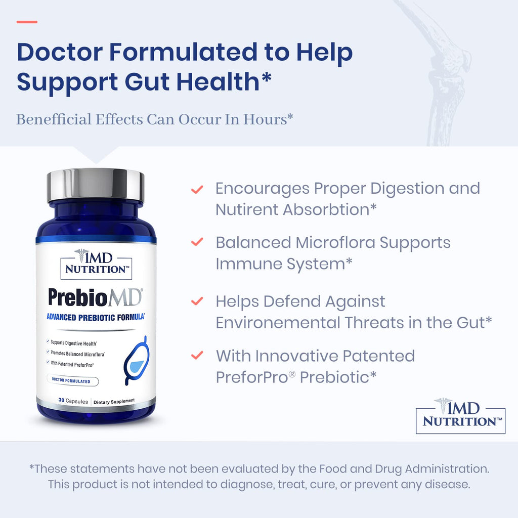 1MD Nutrition PreBioMD — Prebiotic with PreforPro | Healthy Digestion & Beneficial Bacteria