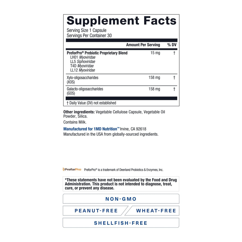 1MD Nutrition PreBioMD — Prebiotic with PreforPro | Healthy Digestion & Beneficial Bacteria