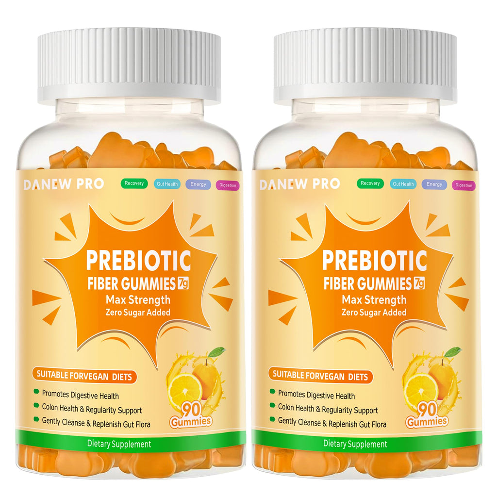 Prebiotic Fiber Gummies for Adults - 7g/Serving - Zero Sugar - 90 Gummies (Orange 2-Pack)