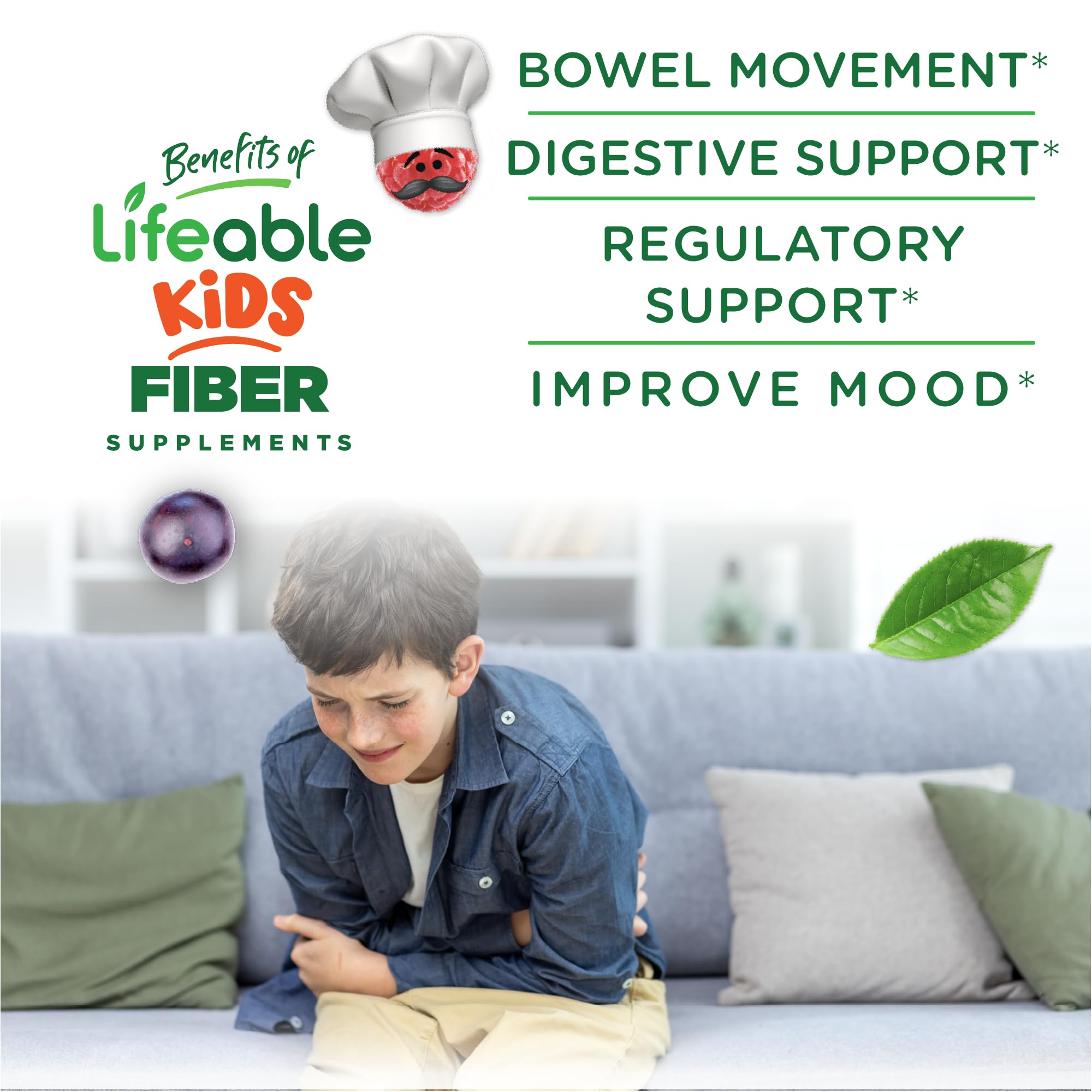 Lifeable Sugar Free Prebiotic Kids Fiber Gummies – 4g Fiber, Vegetarian, Digestive Health | 90 Probiotics Gummies