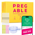 PREGABLE Combo Kit – 50 LH Ovulation Tests, 20 HCG Tests & 70 Cups + Free Smilereader Tracker App