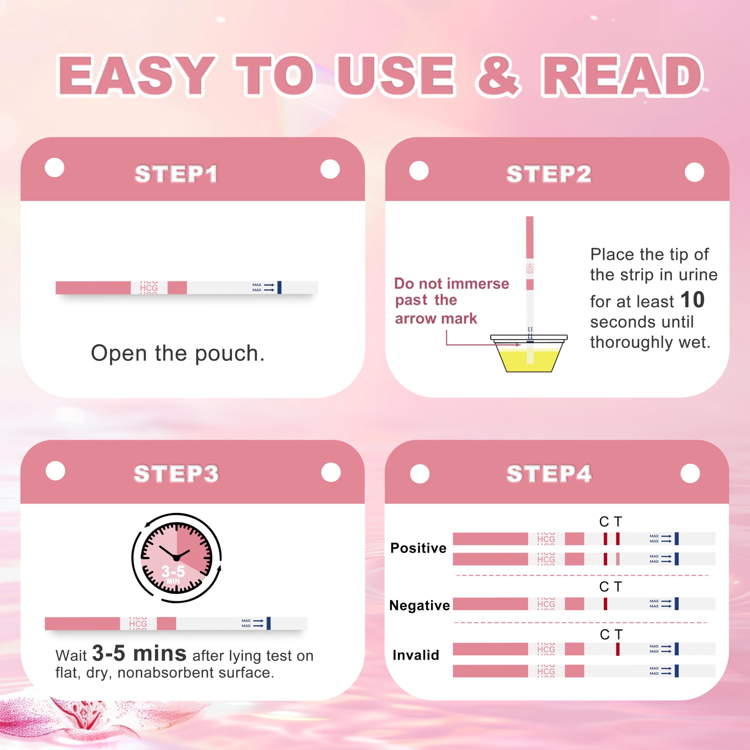 Pregnancy Test Strips with Urine Cups – hCG Home Tests, 25 mIU/mL, 99% Accurate, 10 Count