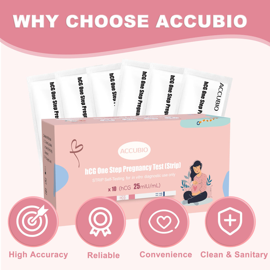 Pregnancy Test Strips with Urine Cups – hCG Home Tests, 25 mIU/mL, 99% Accurate, 10 Count
