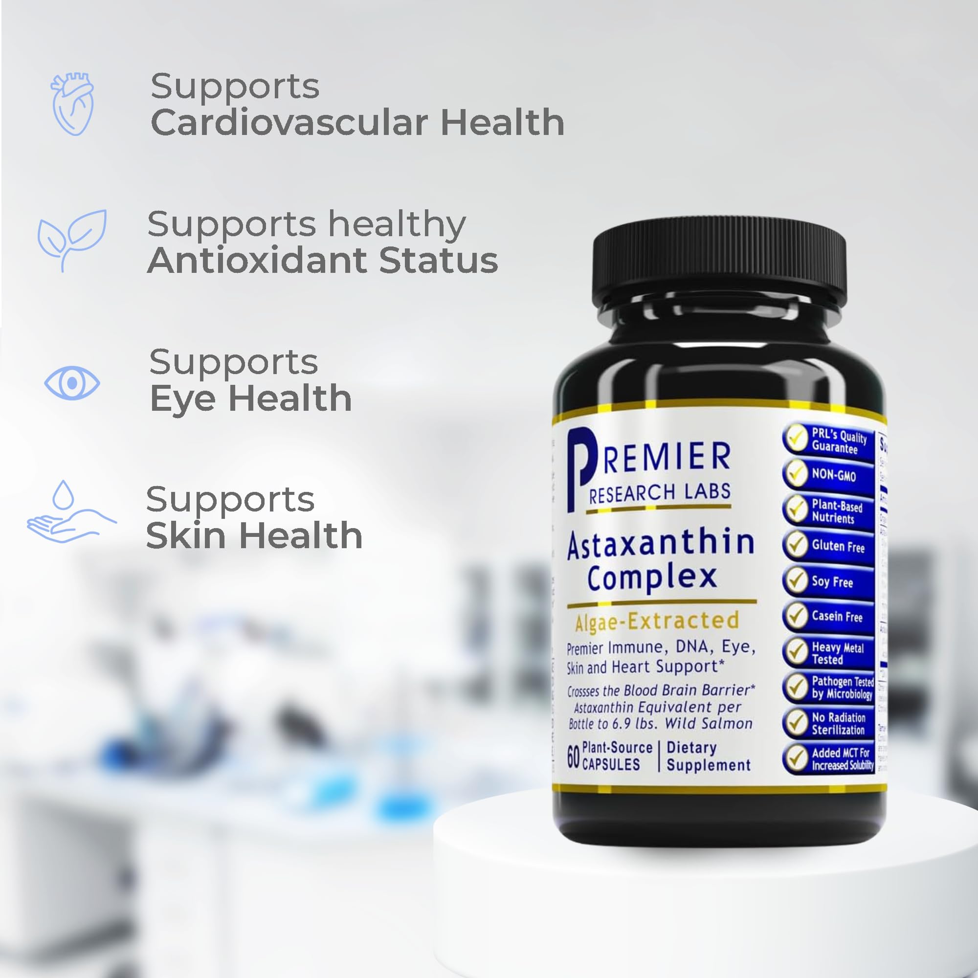 Premier Astaxanthin Complex | 4mg Algae-Sourced Antioxidant Support - 60 Veg Capsules