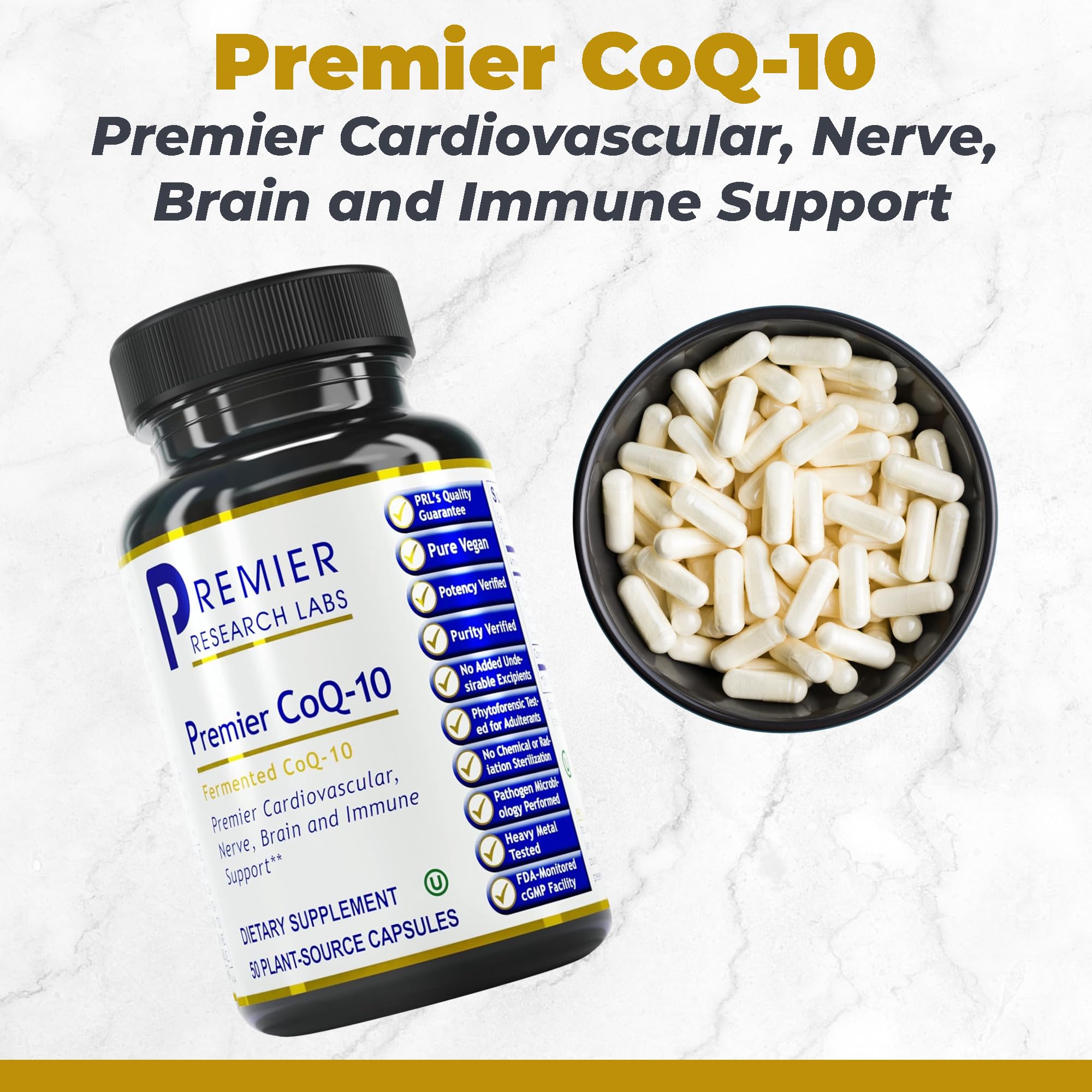 Premier Research Labs CoQ10 – Ubiquinol Coenzyme Q10 100 mg Capsules with Red Algae & MCT Oil | 60 Vegetarian Capsules