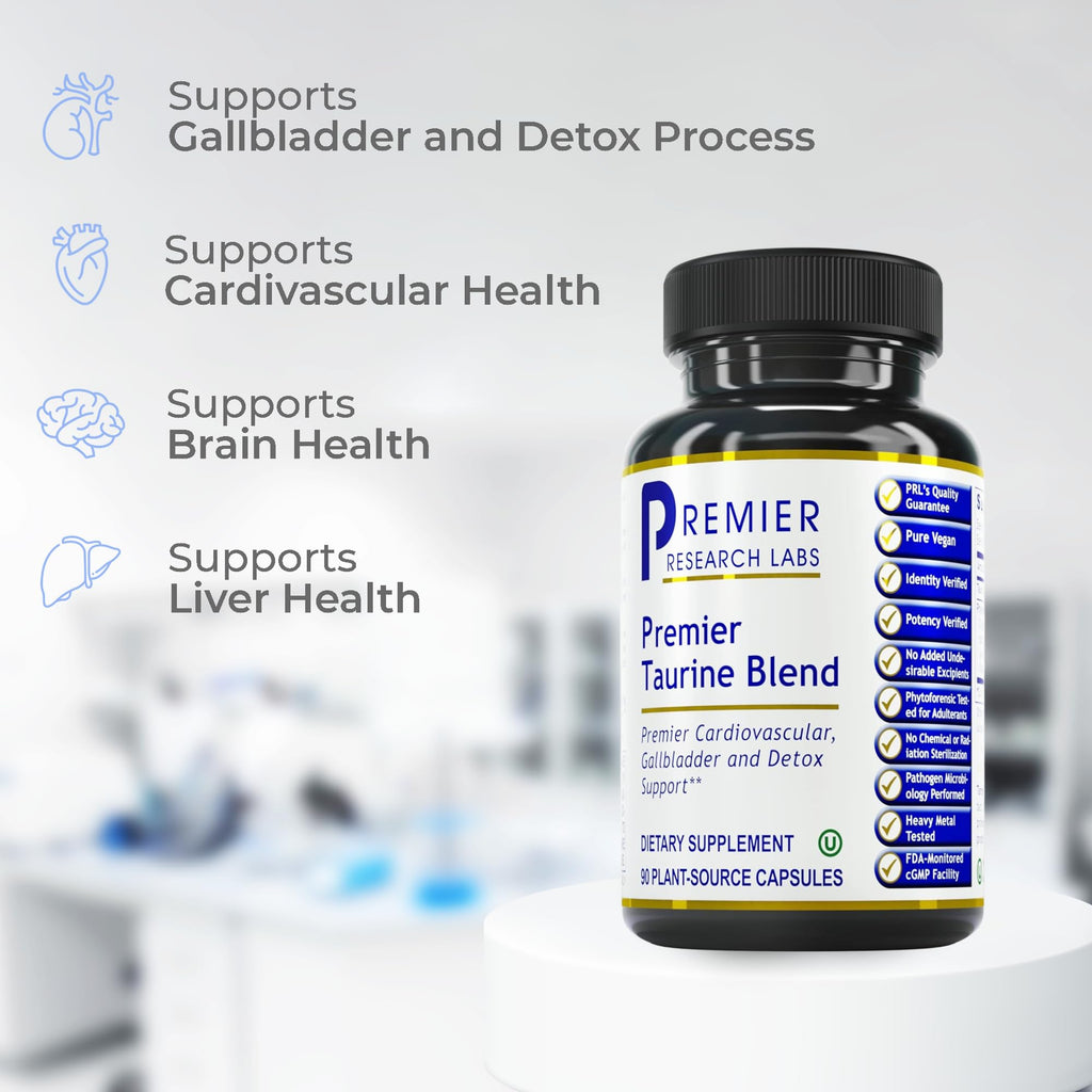 Premier Research Labs Taurine Blend | L-Taurine Supplement for Liver, Heart & Brain Health - 90 Vegetarian Capsules
