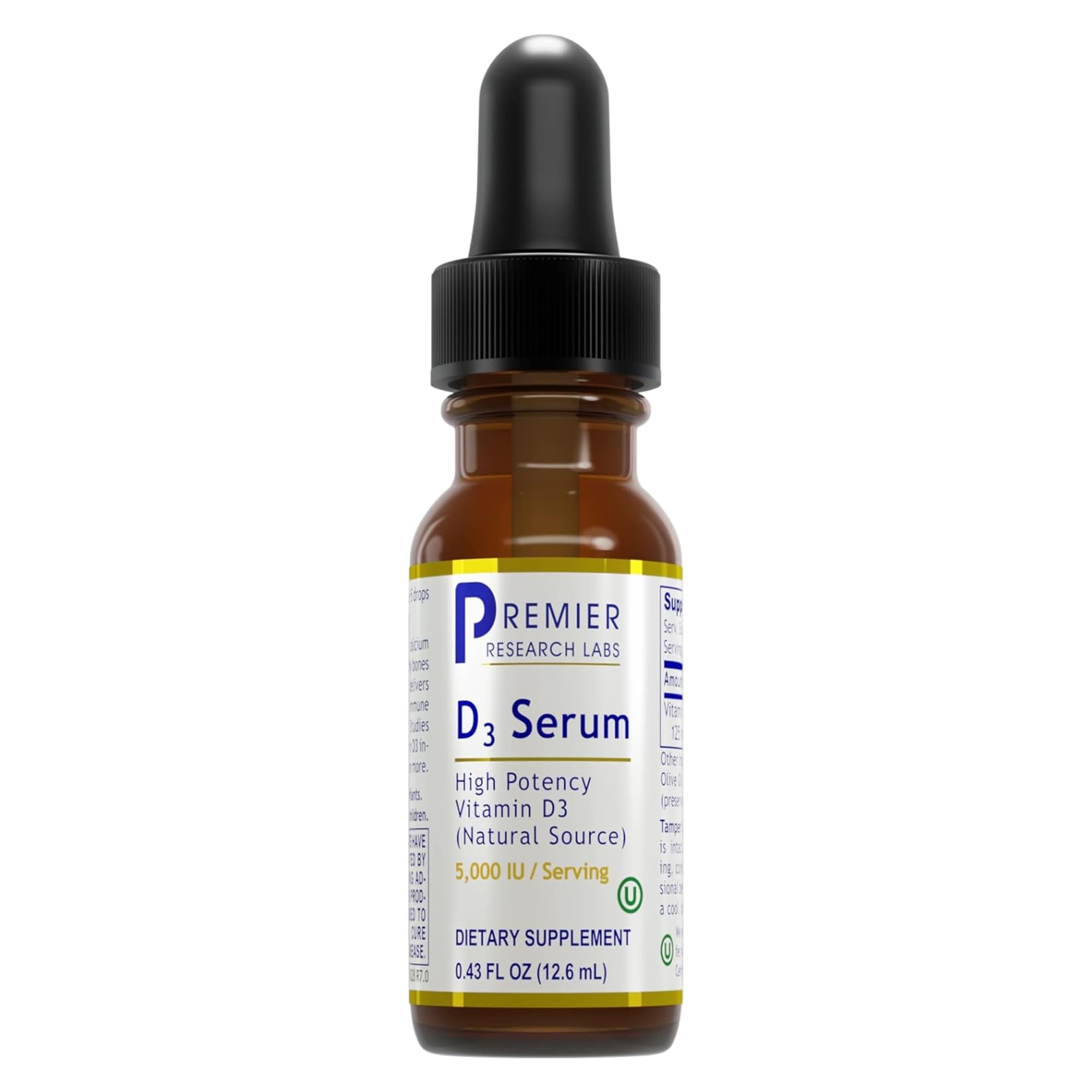 Premier Research Labs Vitamin D3 Serum – 5,000 IU Liquid Drops (0.43 fl oz)