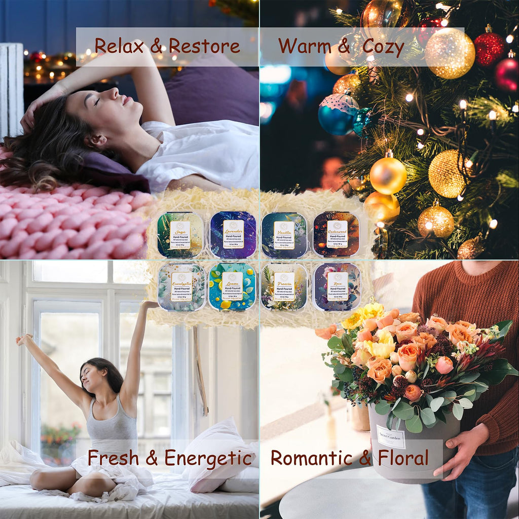 Premium 8-Pack Organic Aromatherapy Candles – Hand-Poured Soy Wax