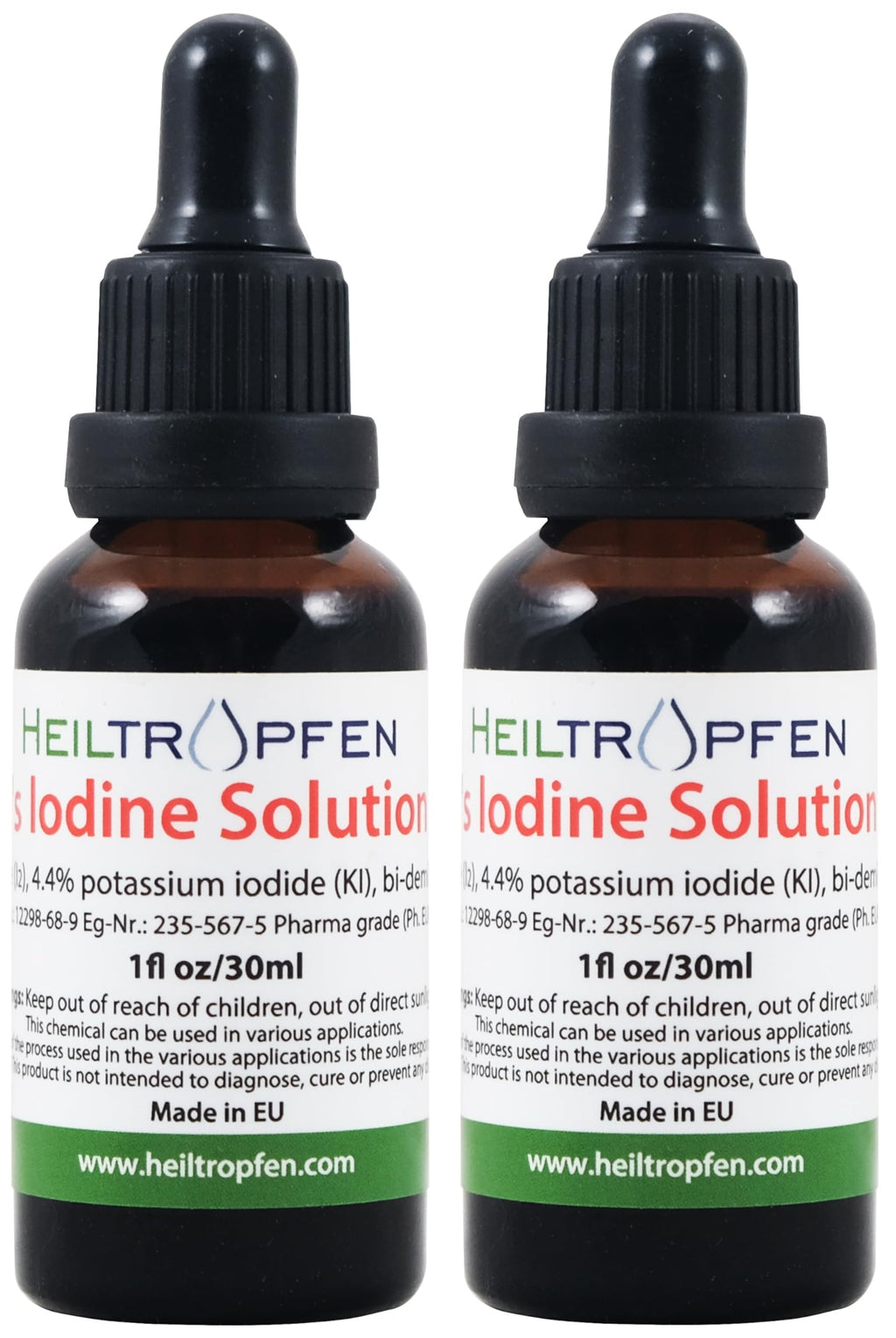 2X Lugol's Iodine Solution – 2x1 fl oz / 2x30 ml | Pharmaceutical Grade | Third-Party Tested | Heiltropfen