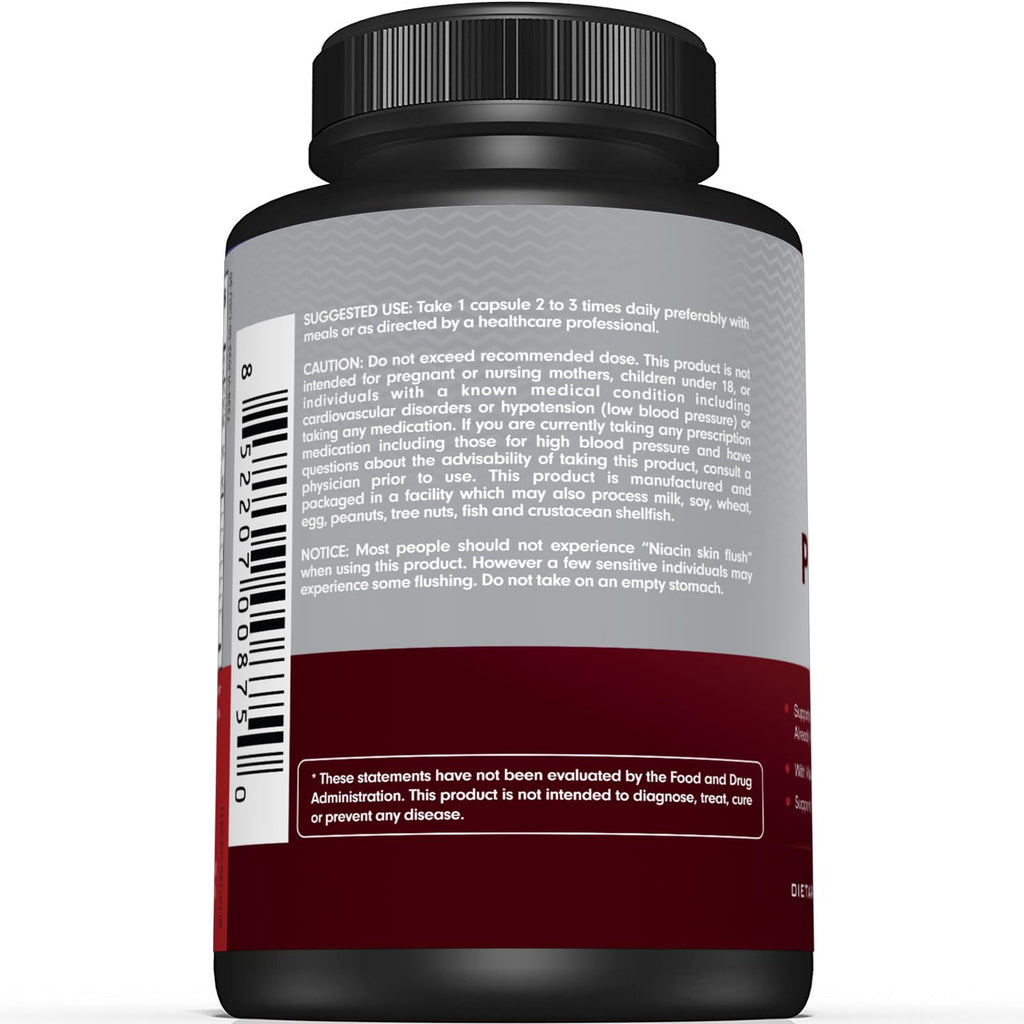 Premium Blood Pressure Support — Garlic, Hawthorn & Hibiscus (180 Capsules)