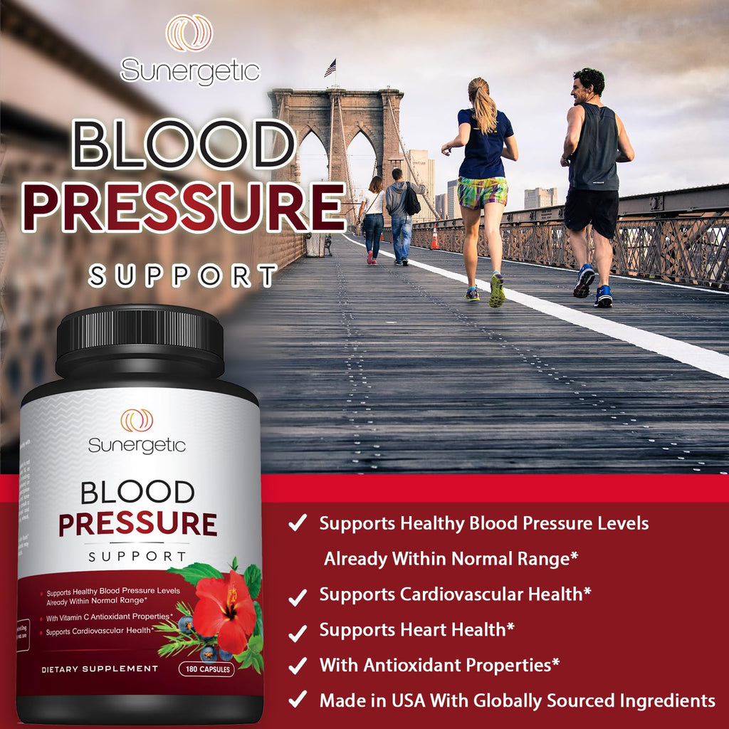 Premium Blood Pressure Support — Garlic, Hawthorn & Hibiscus (180 Capsules)