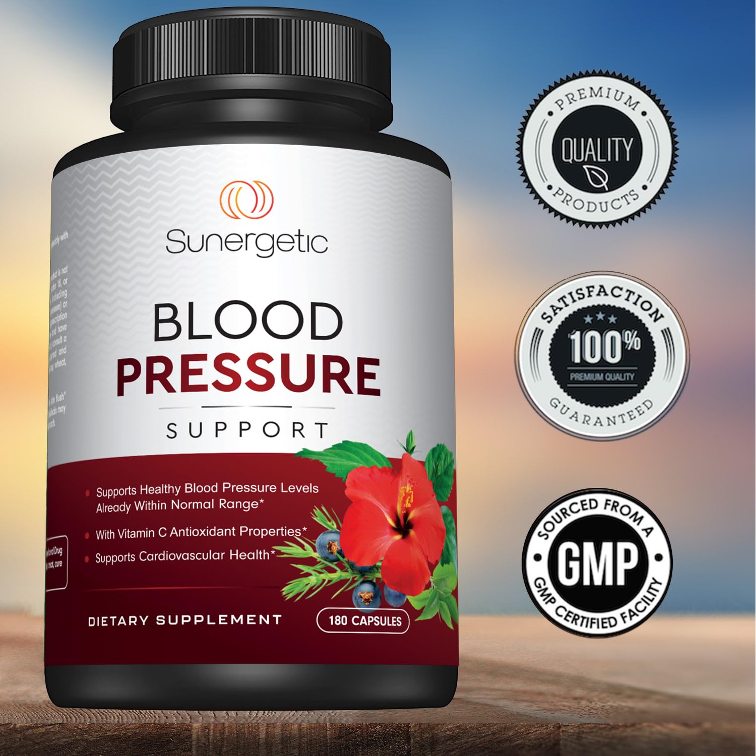 Premium Blood Pressure Support — Garlic, Hawthorn & Hibiscus (180 Capsules)