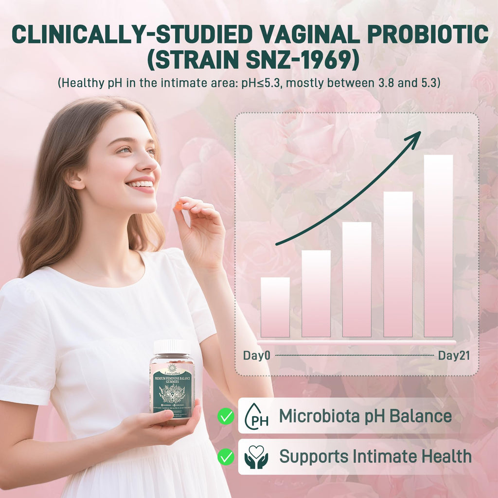 Premium Feminine Balance Gummies - Vaginal Probiotic for Women's pH Health & Immune Support | Vegan, Gluten-Free & Halal