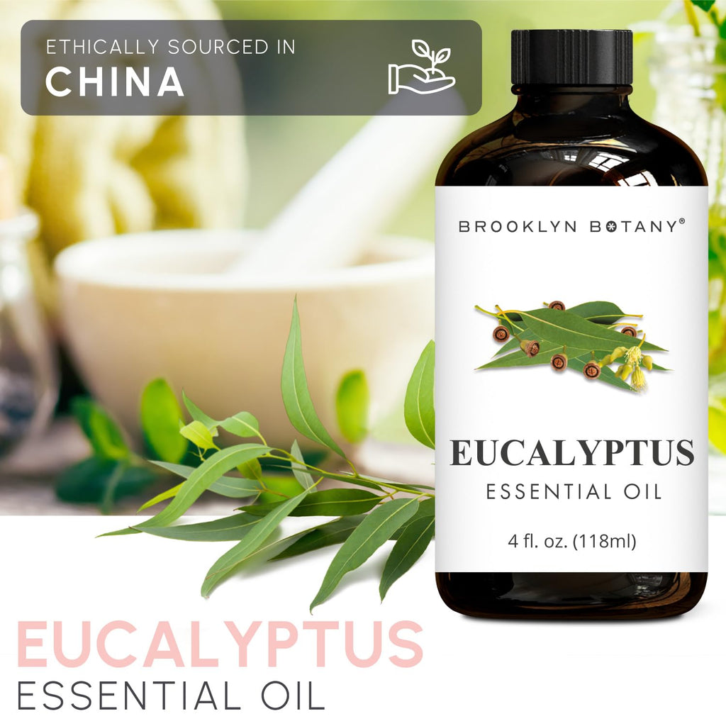 Brooklyn Botany Eucalyptus Essential Oil - 4 Fl Oz, 100% Pure & Natural, Premium Grade with Dropper