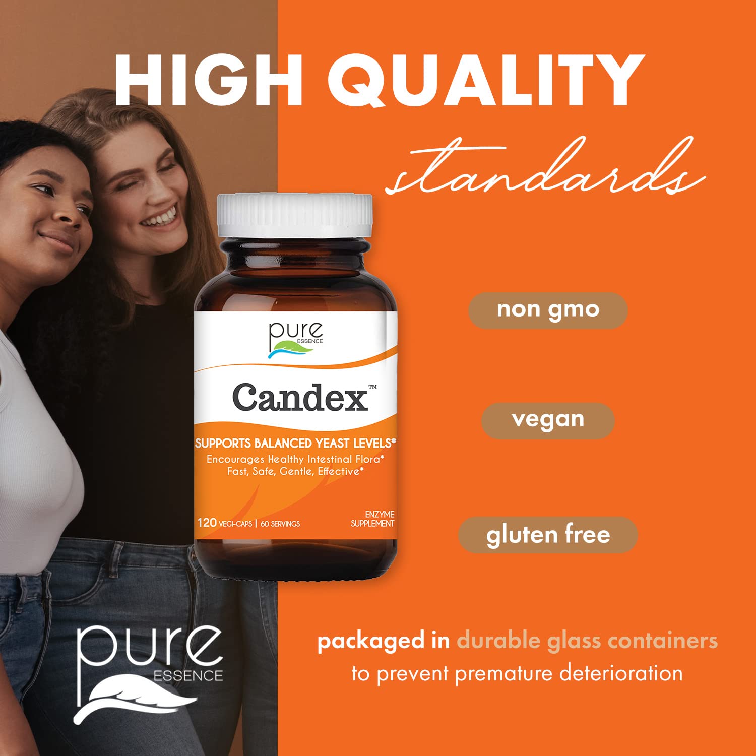 Pure Essence Candex Supplement – Digestive Enzymes for Yeast Balance, 120 Capsules