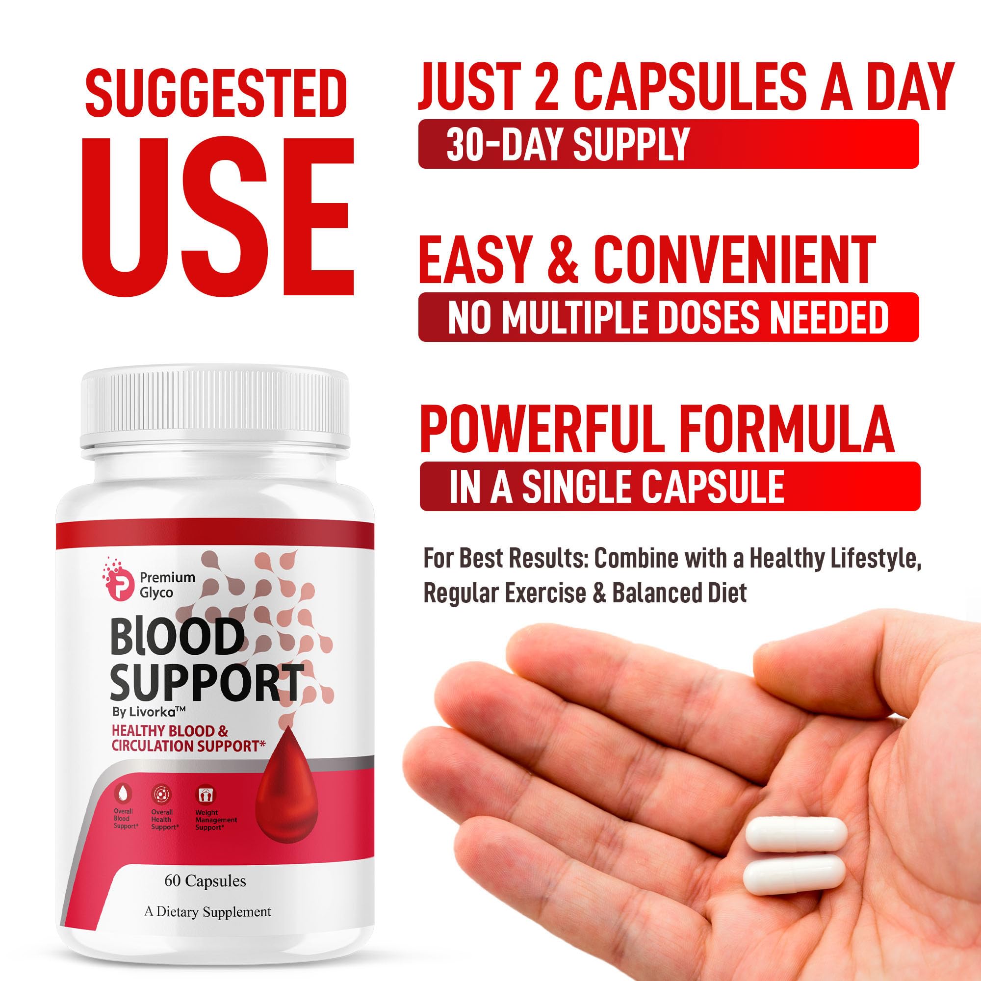 (2 Pack) Premium Glyco Capsules - Official PremiumGlyco Blood Support, 120 Capsules