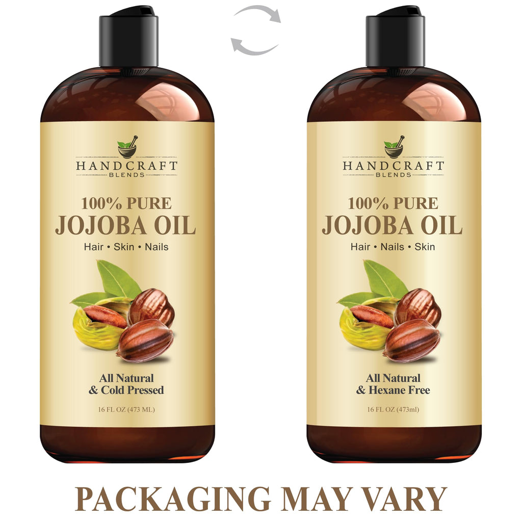 Handcraft Blends Jojoba Oil - Cold-Pressed 16 Oz - 100% Pure & Natural Premium Carrier Oil for Skin & Hair