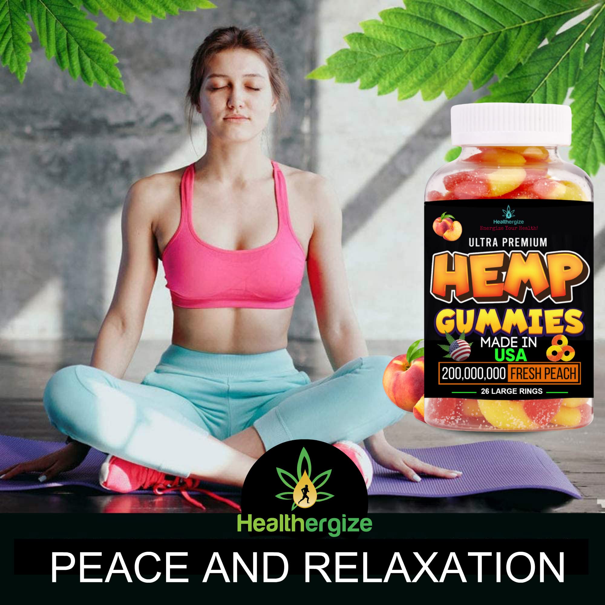 2Pack Hemp Gummies – Premium Hemp Oil Peach Ring (Made in USA)