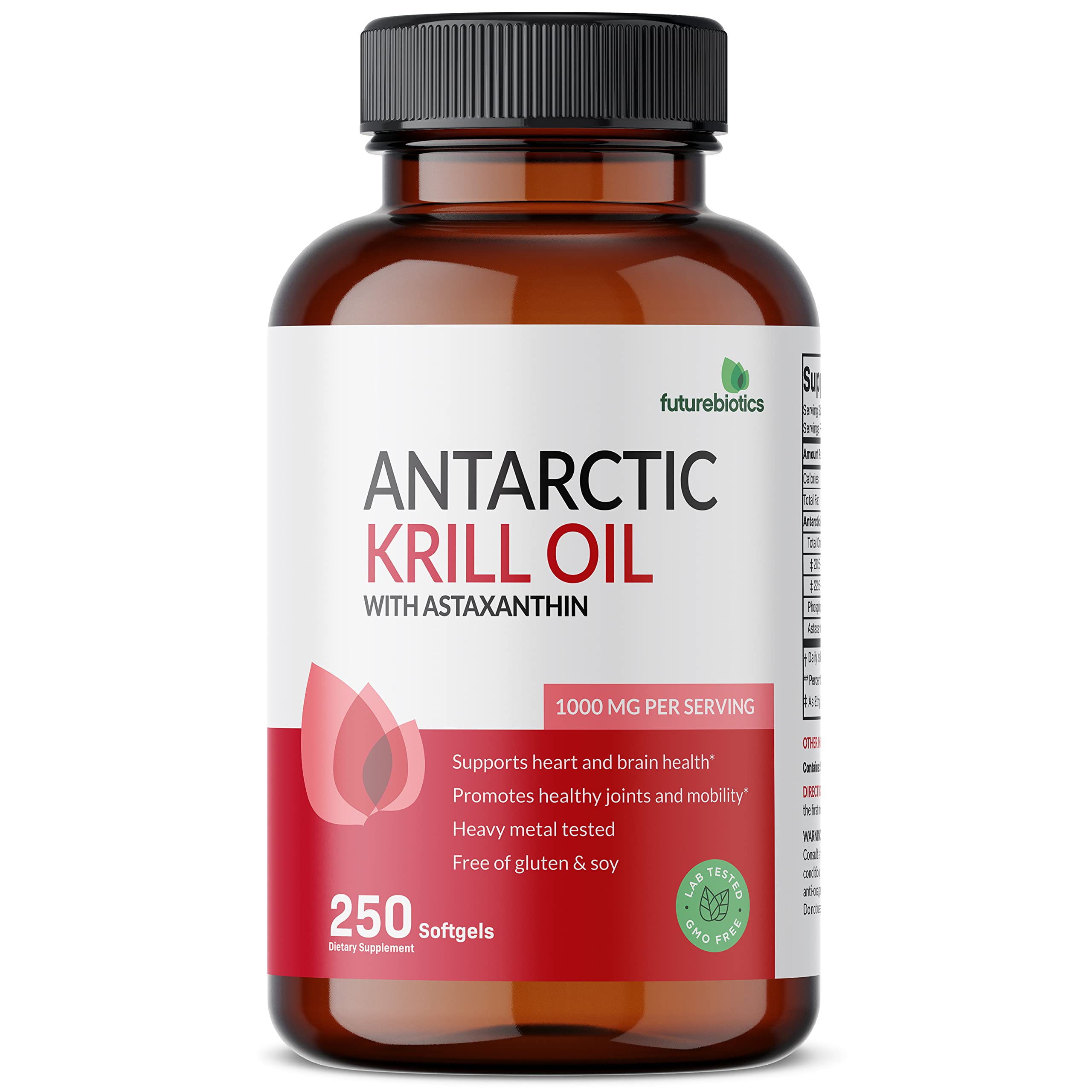 Futurebiotics Antarctic Krill Oil 1000mg – Omega-3 EPA/DHA, Astaxanthin, 250 Softgels