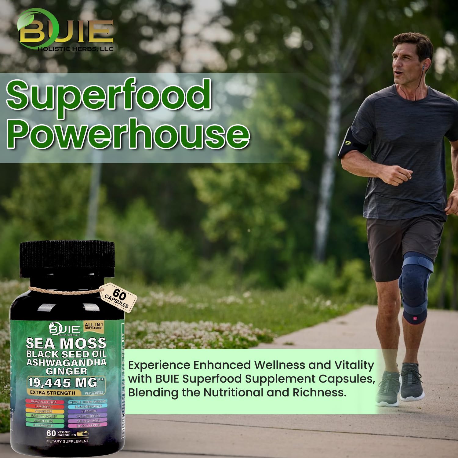 Sea Moss Capsules Ginger - 60 Caps | Energy, Immunity & Skin Health | Vegan & Non-GMO
