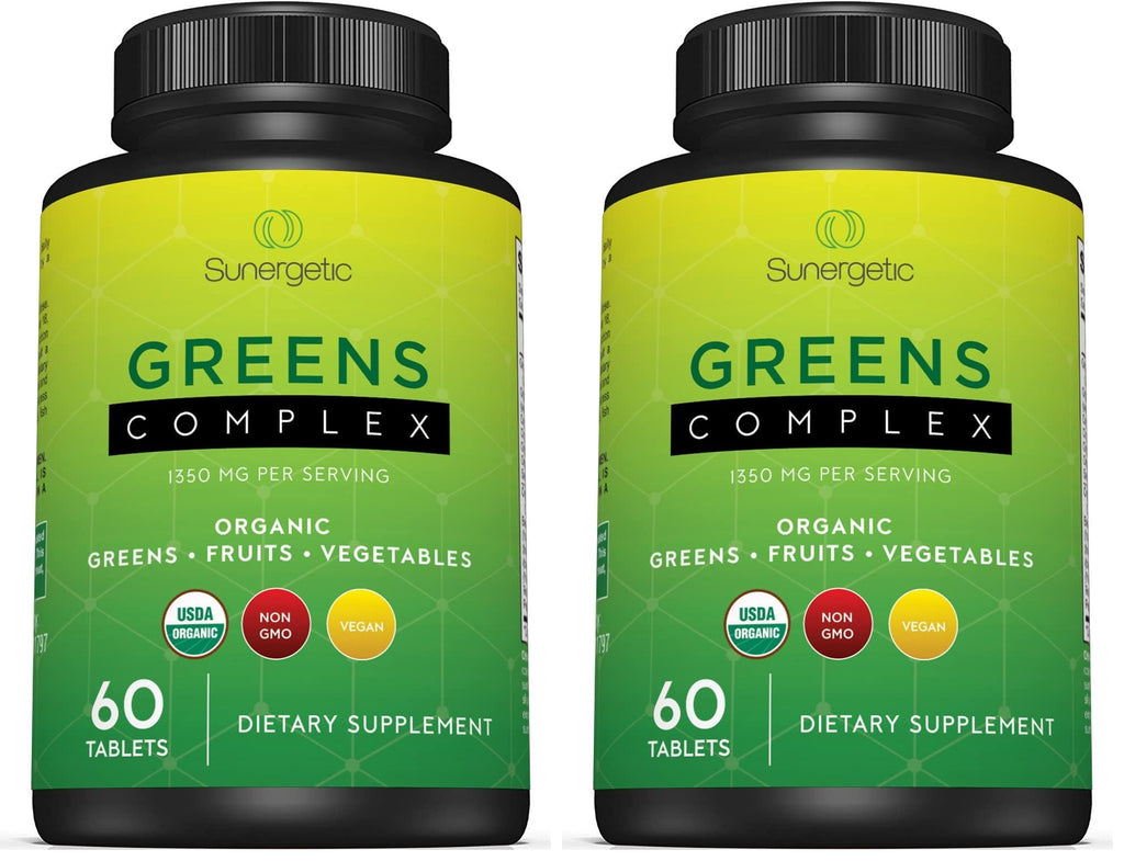 Premium USDA Organic Greens Superfood Tablets – 60 Tablets (Pack of 2) – Greens, Fruits & Veggies Daily Supplement