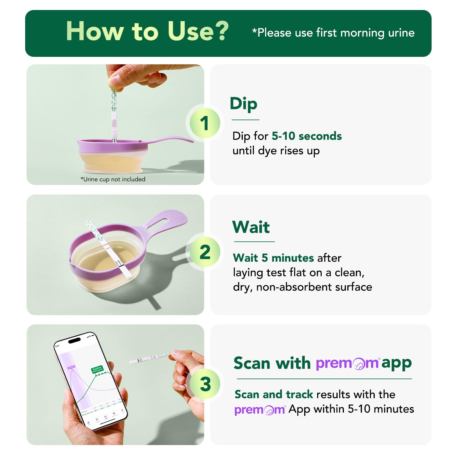 Easy@Home PdG Test Strips 10 Pack – Ovulation Tracking with Premom App