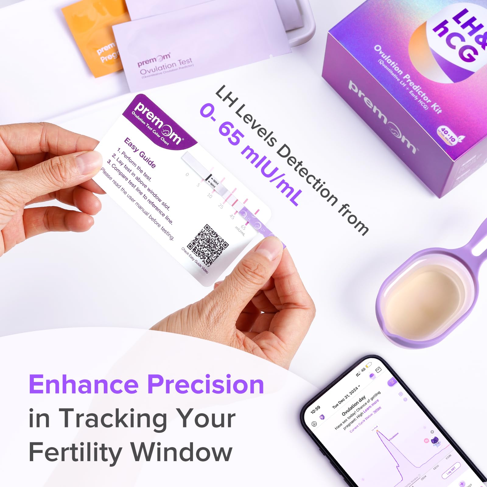 Premom Quantitative Ovulation Predictor Kit - 40 Ovulation Tests + 10 Pregnancy Tests