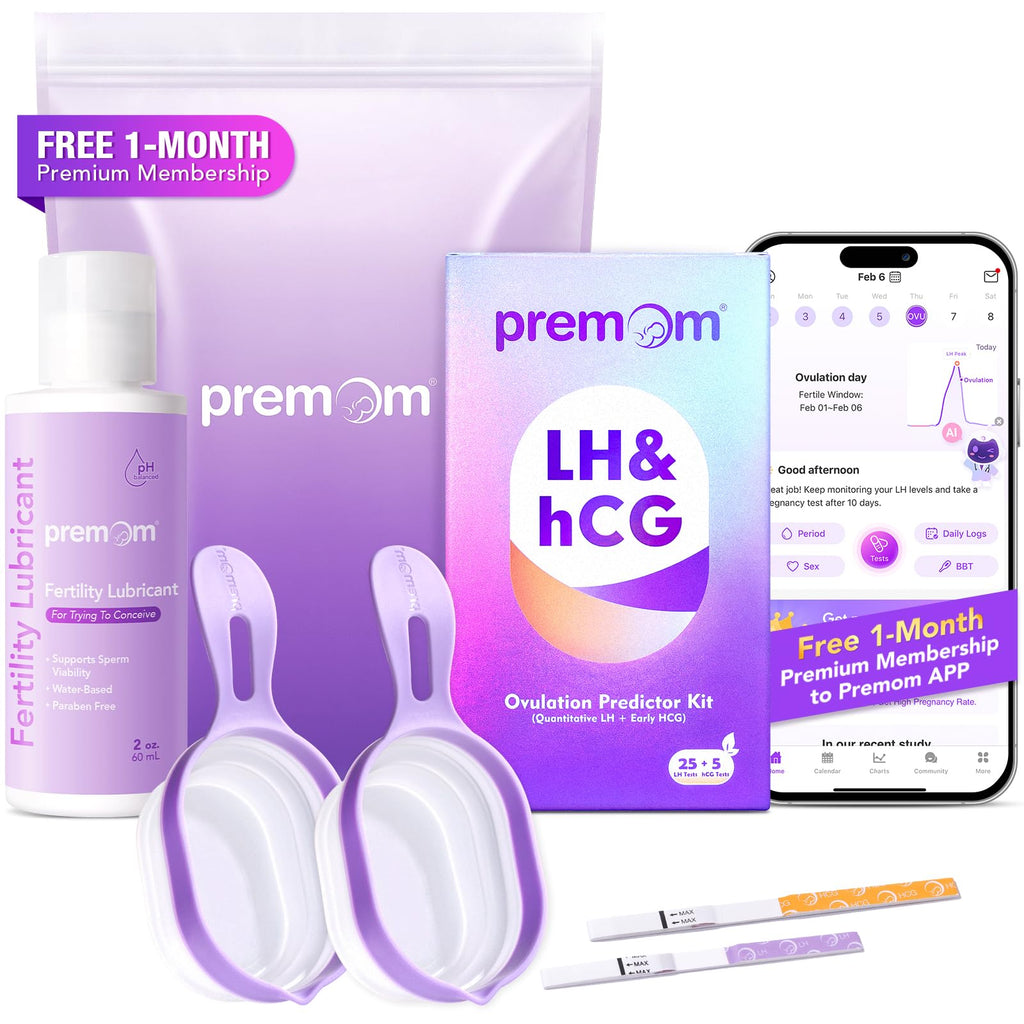 Premom Quantitative OPK & Pregnancy Test Kit with Sperm-Friendly Fertility Gel – App Compatible