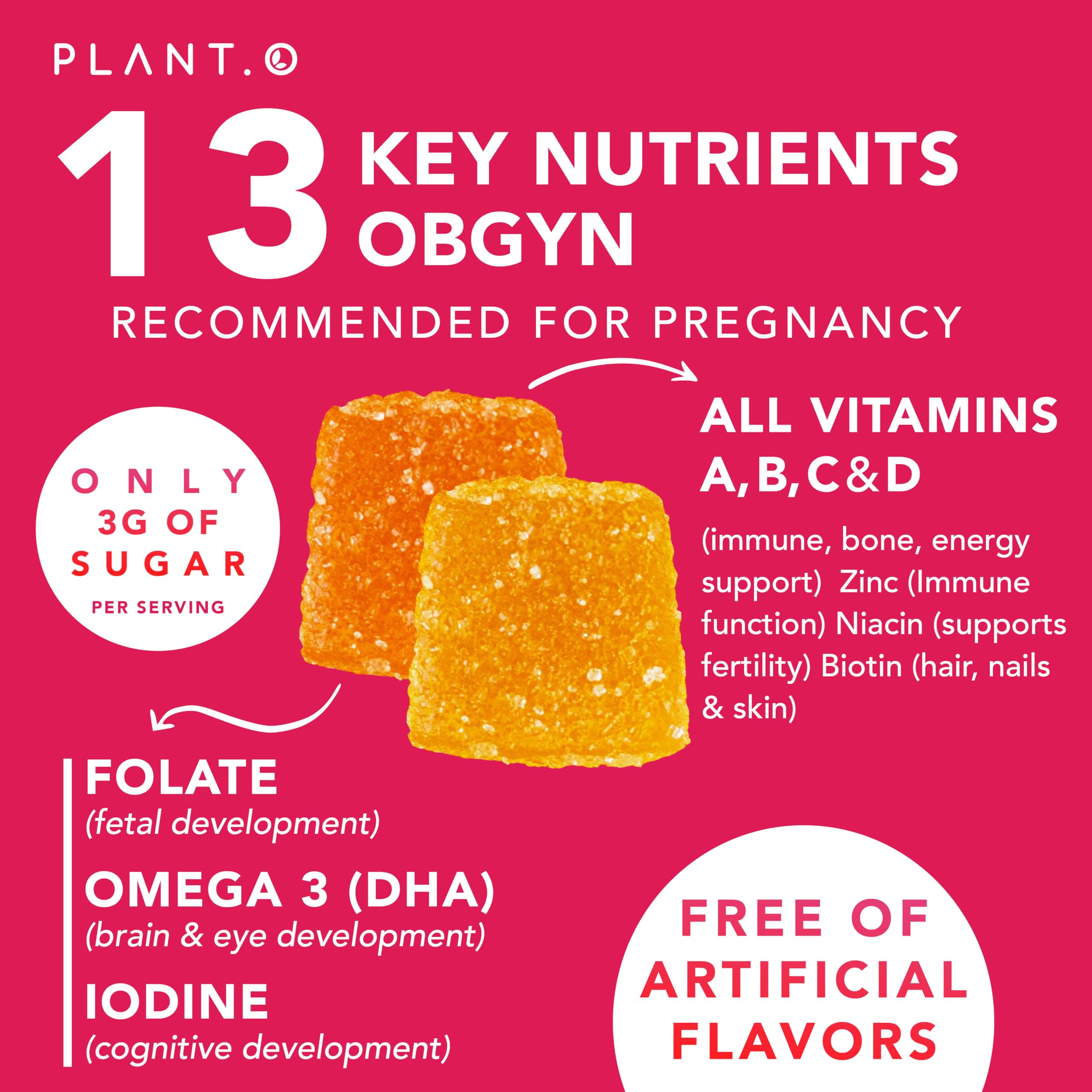Prenatal Gummies for Women with DHA, Folate, Vitamin B & D | Fetal & Neural Support