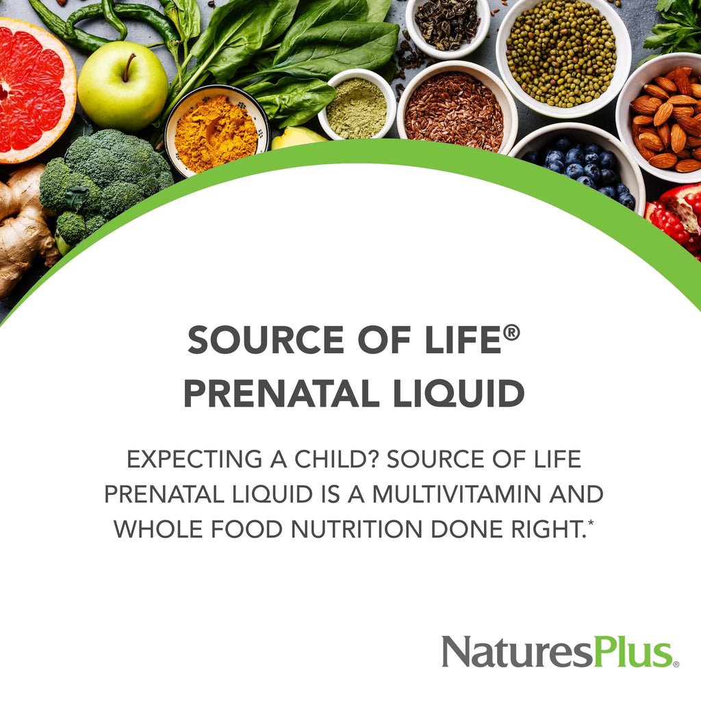 Natures Plus Source of Life Prenatal Liquid - Tropical Fruit (30 oz) | Prenatal Multivitamin