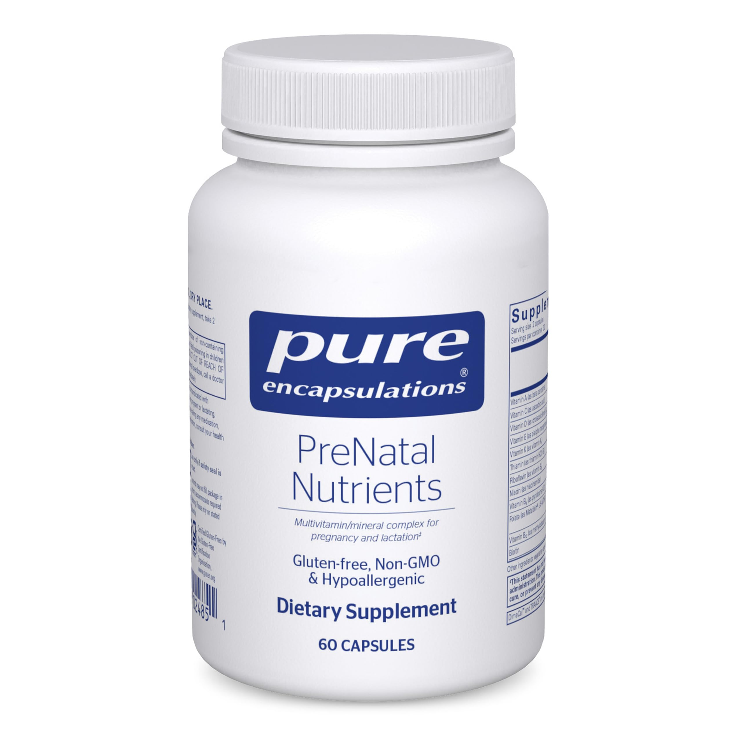 Pure Encapsulations PreNatal Nutrients – Prenatal Vitamin for Pregnancy & Lactation – Gluten Free & Non-GMO | 60 Capsules