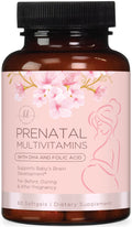 Prenatal Vitamins for Women with Folic Acid & DHA, Brain Development Support with Folate & Omega 3's, Multivitamin with Vitamin A, C, D, B6, B12 & Iron, Pregnancy Supplement - 60 Softgels