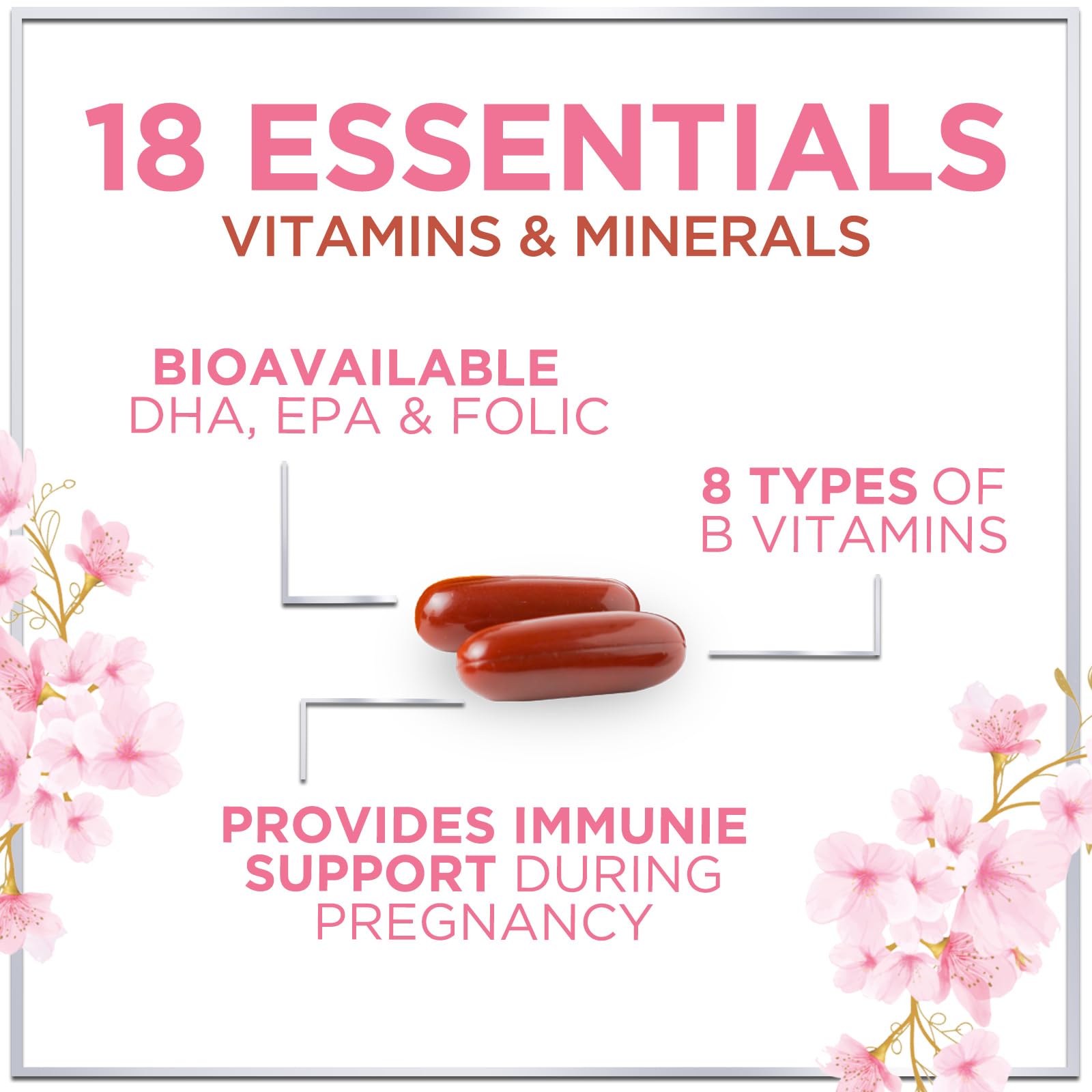 Prenatal Vitamins with Folic Acid & DHA – 120 Softgels