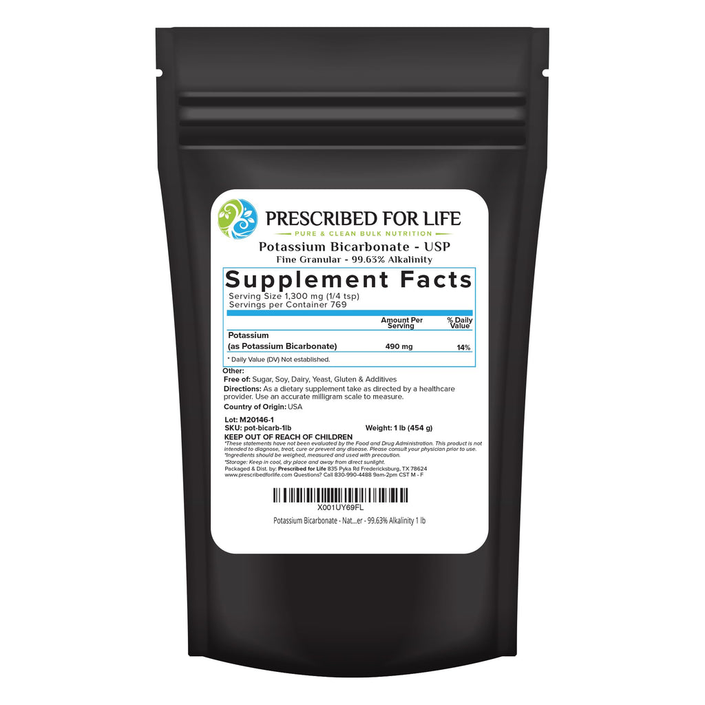 Potassium Bicarbonate Powder - Pure USP Grade 1lb | Prescribed for Life