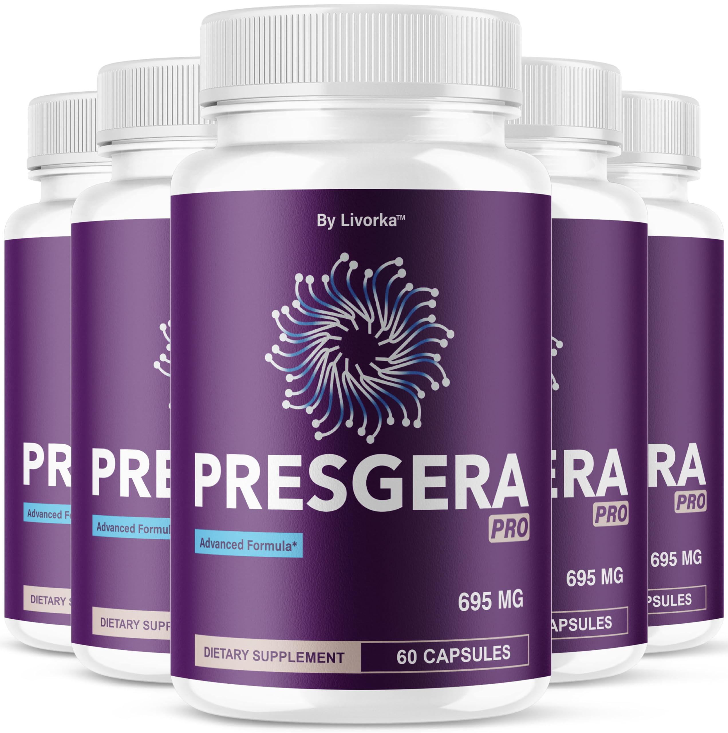 (5 Pack) Presgera Pro Capsules – Advanced Nerve Health Supplement, 300 Capsules