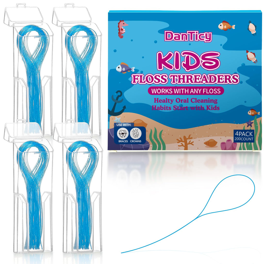 Preteen Kids Floss Threaders – Deep Clean for Braces & Bridges (200PCS, 4-Pack)