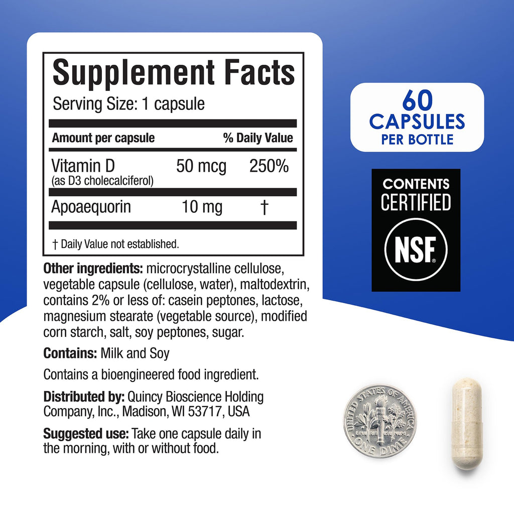 Prevagen Regular Strength - 60 Capsules (2 Month Supply) | Apoaequorin 10 mg + Vitamin D3