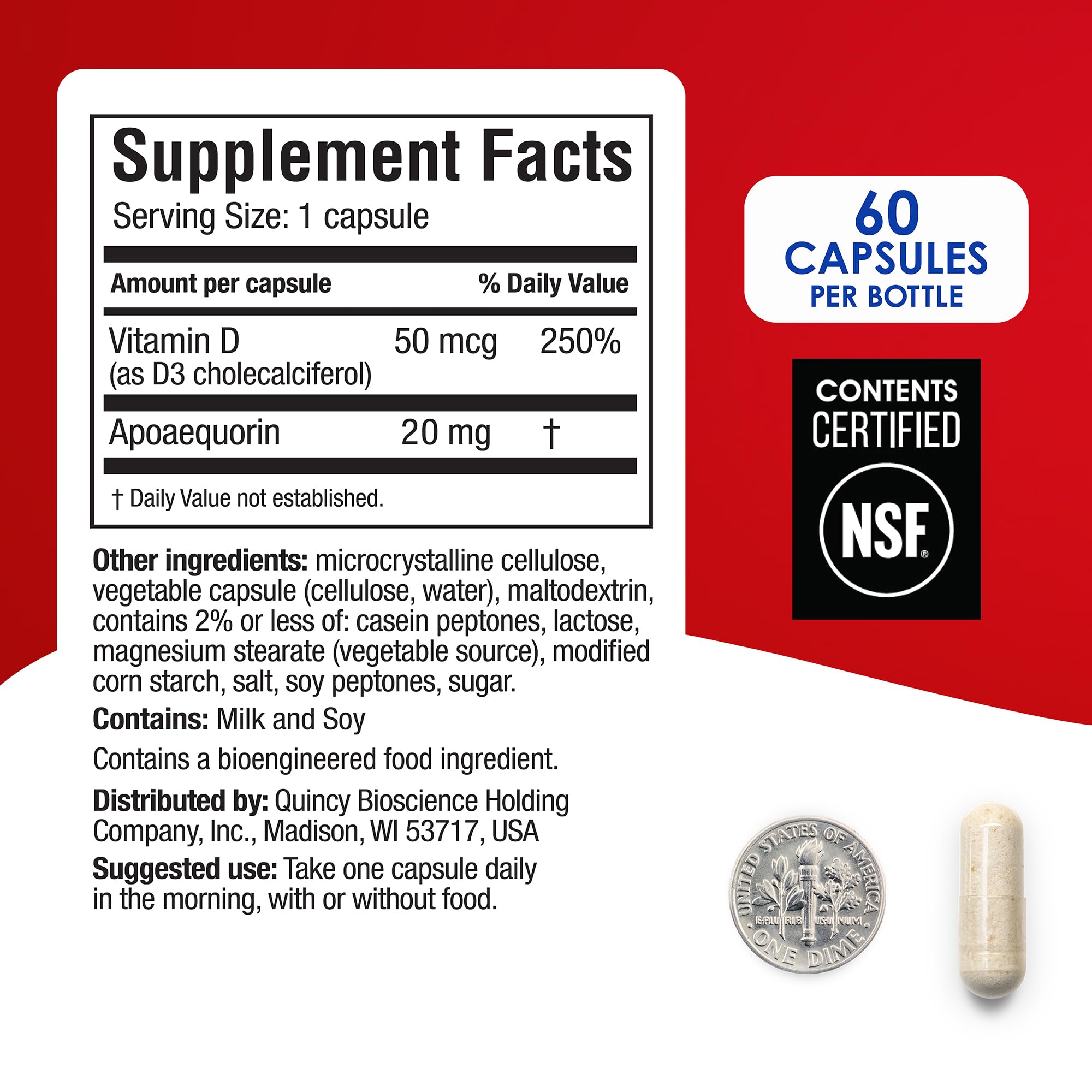 Prevagen Extra Strength - 60 Capsules | 20 mg Apoaequorin + Vitamin D3 | 2-Month Supply + 7-Day Pill Minder