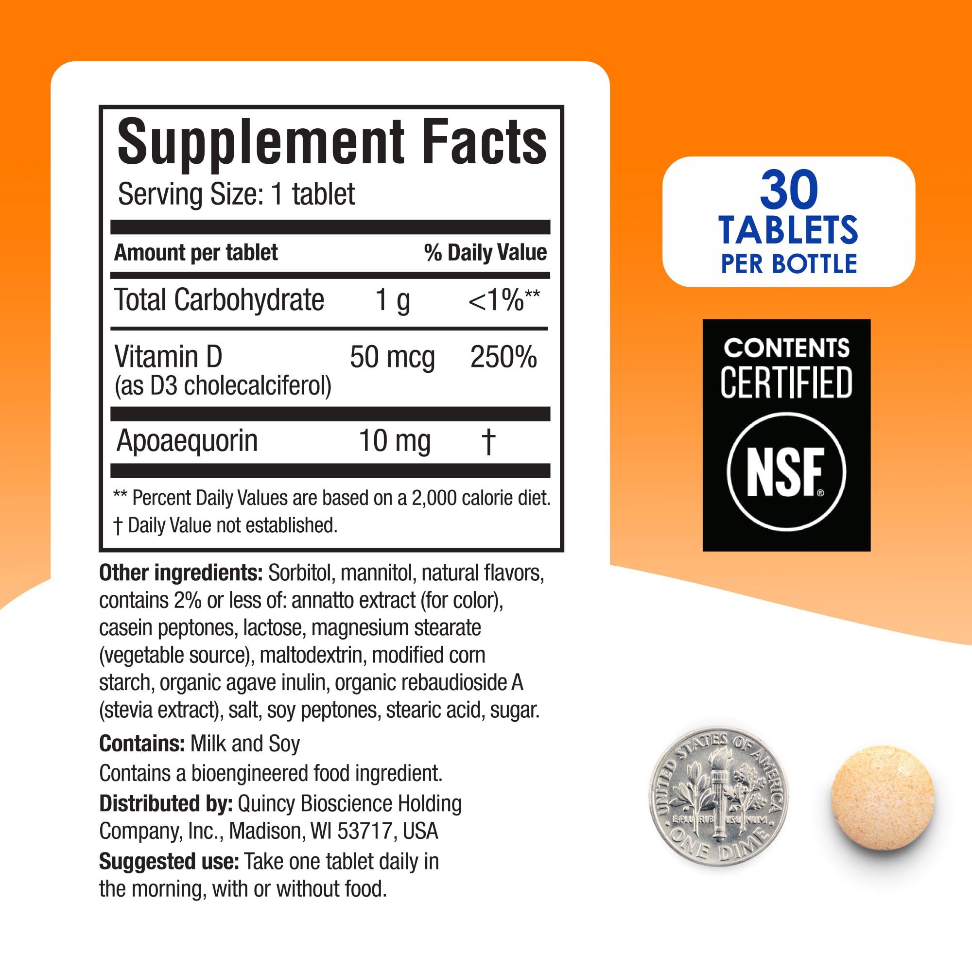Prevagen Regular Strength Orange Chewables – 30 Tablets | Apoaequorin 10 mg + Vitamin D3