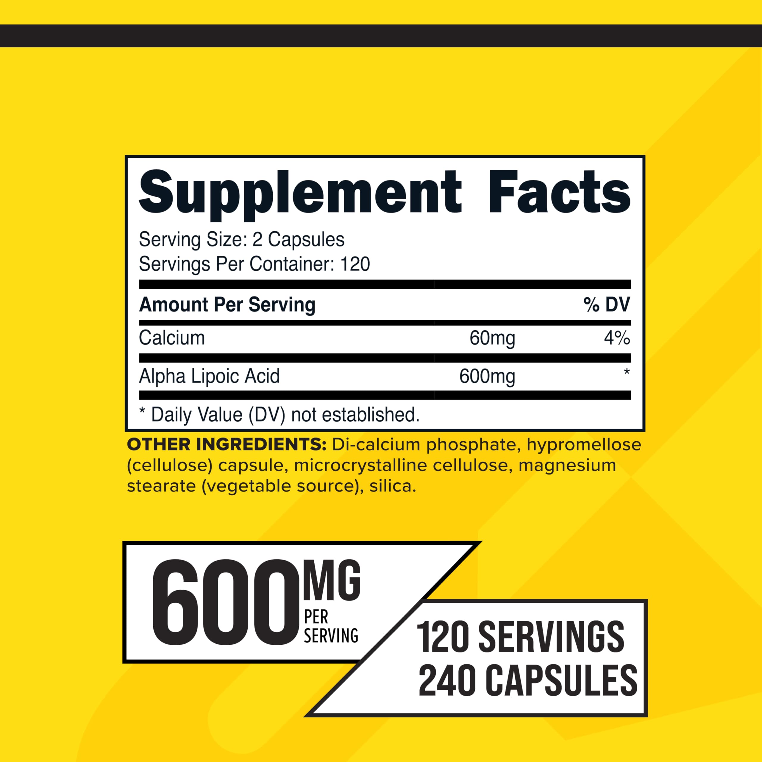 Primaforce Alpha Lipoic Acid 600mg – 240 Capsules, 120 Servings