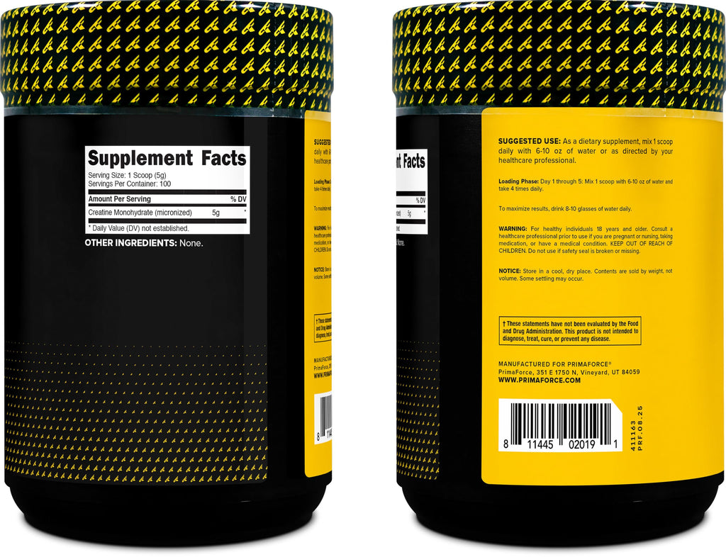Primaforce Micronized Creatine Monohydrate Powder 500 g (1.1 lb)